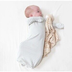 Angle Dear/ Knotted Gown/ Gray White Stripe / Unisex Size 0-3 Months